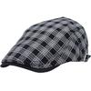 WHITE FANG Plaid Flat Cap Checkered Hunting Cap Sports Running Outdoor Hat Unisex Men Women Free Size 58cm CA616 Black