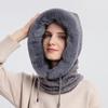 Осенне-зимняя шапка-бини, красный шарф, комплект, однотонная вязаная шапка, женская зимняя плюшевая вязаная шапка, жареный крученый пуловер, цельный шарф, шерстяные шапки с ушками