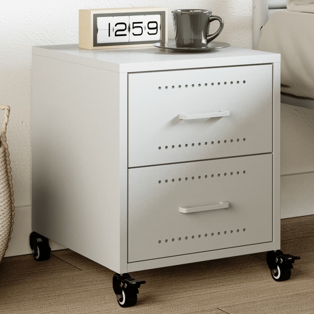 Nightstand White 36 x 39 x 43.5 cm Steel