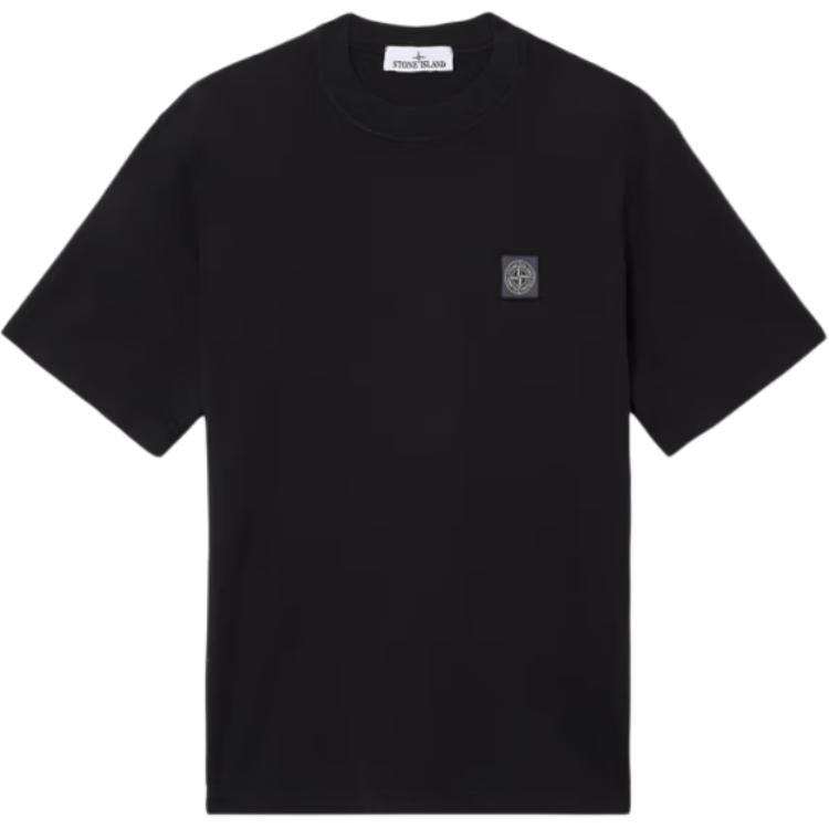 STONE ISLAND Мужская футболка с коротким рукавом и ребристым вырезом «Компас» Ss25, черная, K1S152100034-V0029