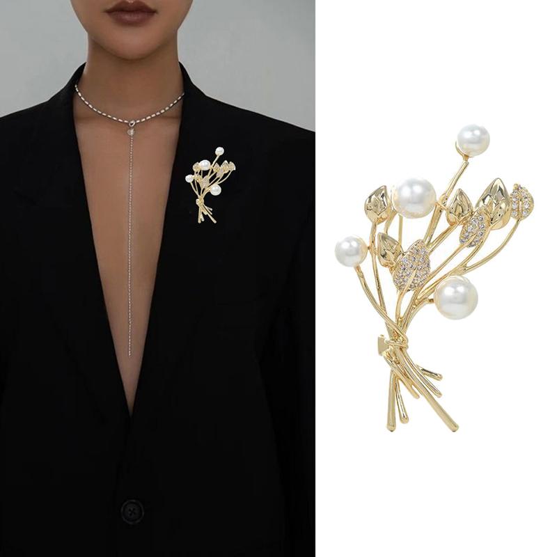 Жемчужные броши в форме листьев растений Женская одежда Пальто Ювелирные изделия Аксессуары для вечеринок Подарки