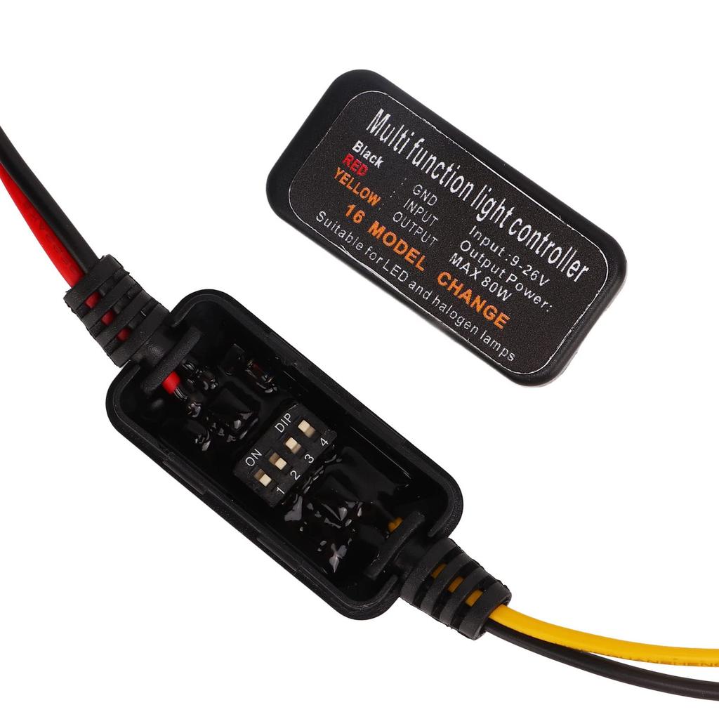 4 шт. Контроллер мигания стоп-сигнала, модуль мигалки для автомобиля, DC9-26V, LED мигалка, стробоскопический контроллер, 16 режимов, регулируемый, для автомобиля, мотоцикла