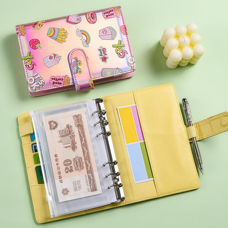 Macaron A6 Cartoon Pattern Loose-Leaf Ledger Notebook Creative Cash Storage Book