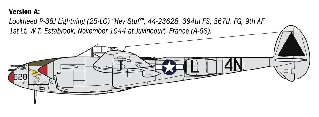 Italeri 1/48 Масштаб Вторая мировая война Американский P-38J Lightning Европейский фронт Пластиковый набор модели IT2834 (Самолет)