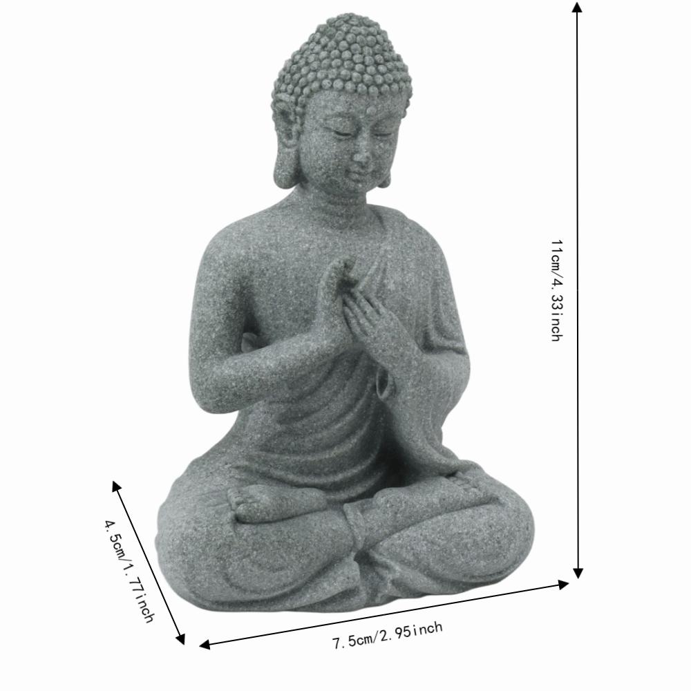 Grey Oriental Stone Carving Ornament Courtyard Sandstone Figurine Indoor Study Shelf Decoration