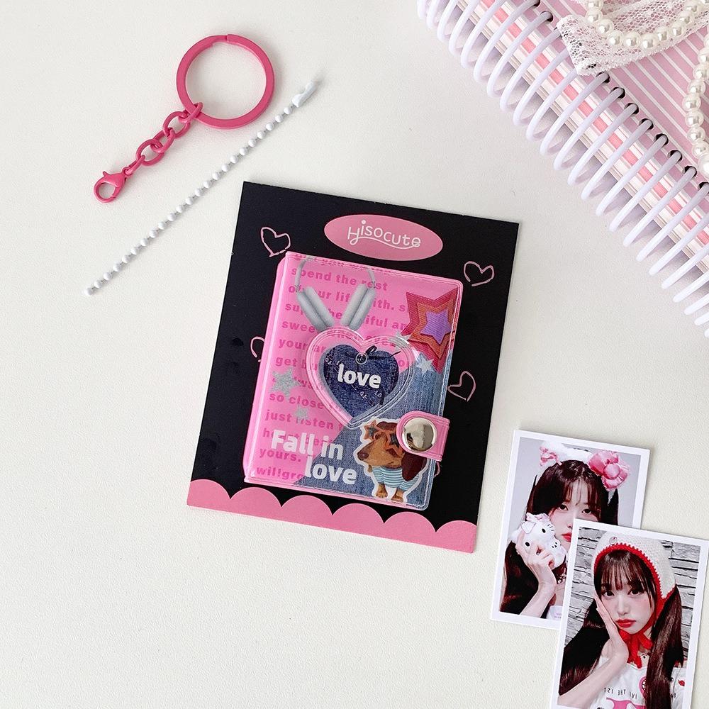 Keychain ID Photo Holder Snap Closure Idol Card Organizer Retro Card Storage Album