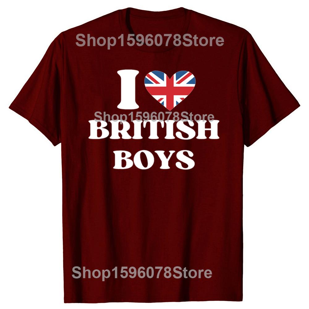 Смешные графические футболки I Love British Boys для мужчин и женщин, 100% хлопок, с юмором, уличная одежда, футболка с коротким рукавом, унисекс, свободная одежда