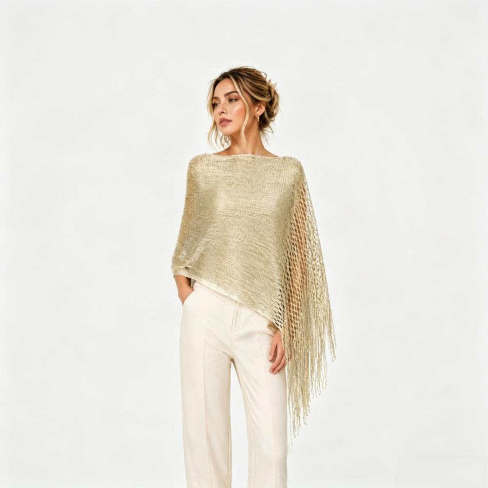 Trendy Hollow Out Shawl Breathable Hollow Out Scarf Photo Props Tassel Shawl Dinner Party