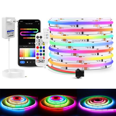 Светодиодная лента COB RGBIC, 10 мм, WS2811, адресная, 576 светодиодов/м, WIFI, управление через приложение Tuya, RGB Dream Color, гибкая светодиодная лента FOB COB