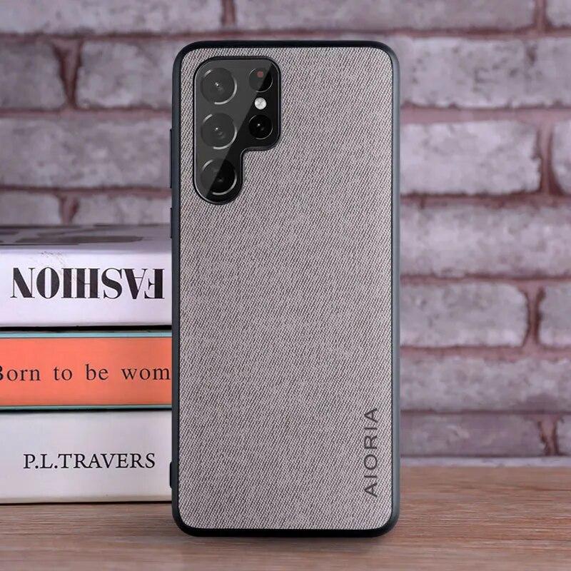 Чехол для Samsung Galaxy S23 S24 S21 S22 Ultra Plus FE 5G, роскошный текстильный кожаный чехол для Samsung S22 Ultra, чехол