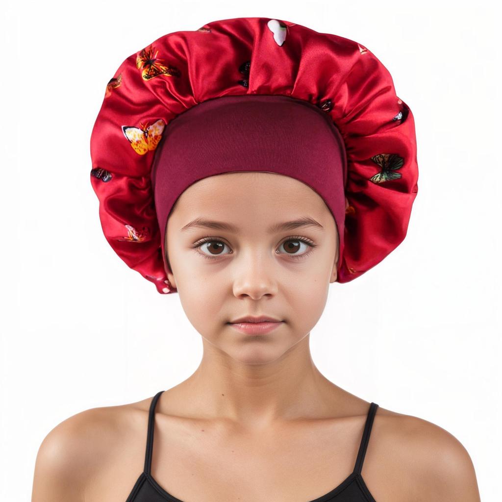 Children's Satin Sleep Cap - Soft Elastic Silk-like Hair Care Hat