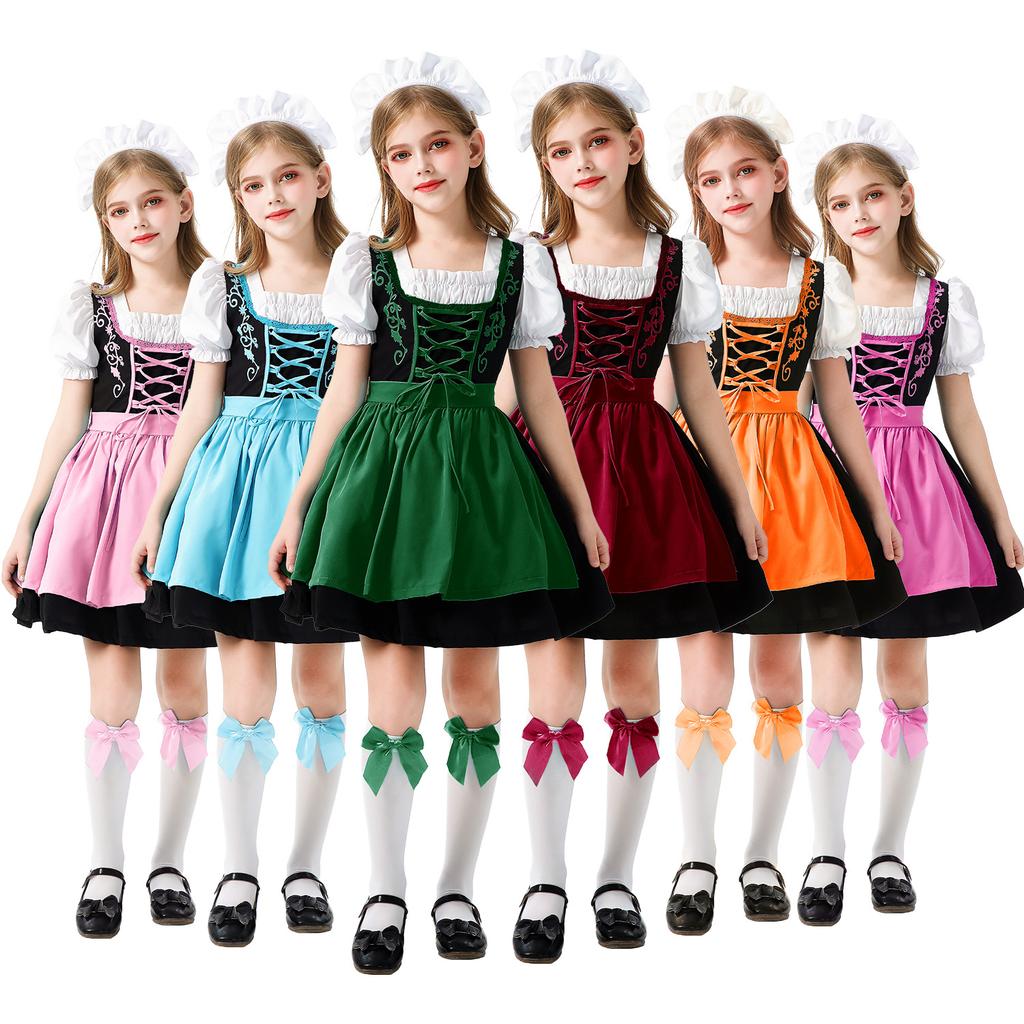 Bavaria Children's Costume Halloween Germany Munich Oktoberfest Girls Maid Dirndl Dress