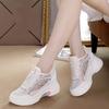 Women Mesh Breathable Casual Sneakers Women Platform Heels Wedges Height Increasing Ladies Vulcanized Shoes