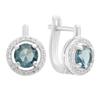 Серебряные серьги с топазом Лондон Блю 1.742ct, фианитами (2204657)
