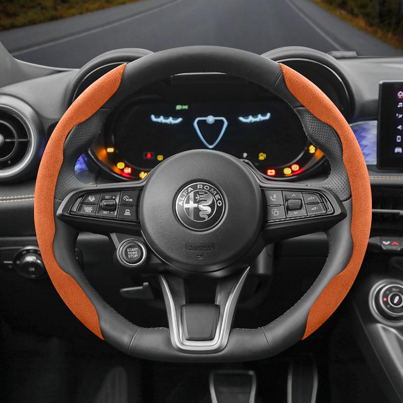 Для Alfa Romeo Замшевая Накладка На Руль с Кнопками Подходит Для Alfa Romeo 159 147 Gt Giulietta Stelvio Mito Чехол На Руль