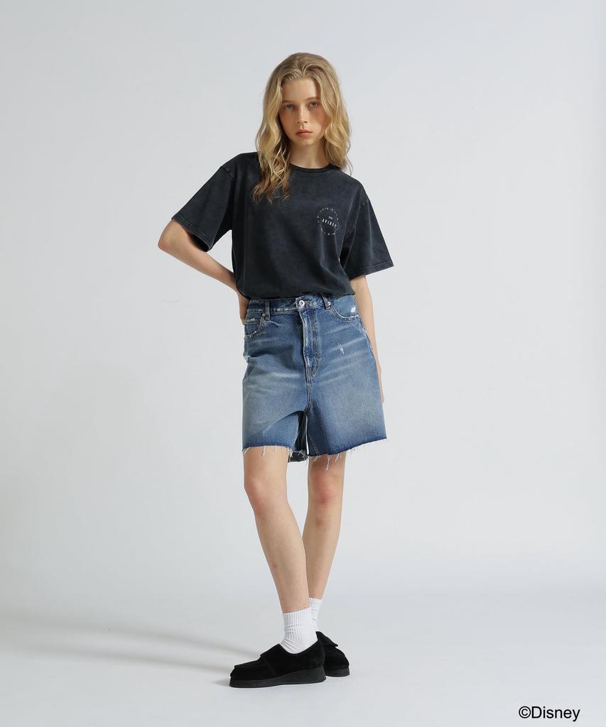 AVIREX Коллекция FANTASIA MICKEY MOUSE ФОЛЬГИРОВАННЫЙ ПРИНТ ЖЕНСКАЯ F 410 Угольная ФУТБОЛКА Женская 783-5235616