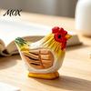 Hand Carved Wood Art Wooden Rooster Statue, Painted Chicken Rustic Statue Tabletop Decor Figurine, Animal Craft for Home Display Creative Shelf