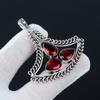 Red Garnet Gemstone Top Quality Red Gemstone Handmade Pendant 925 Sterling Silver Pendant, Antique Pendant,Three Stone's Pendant For Gifts