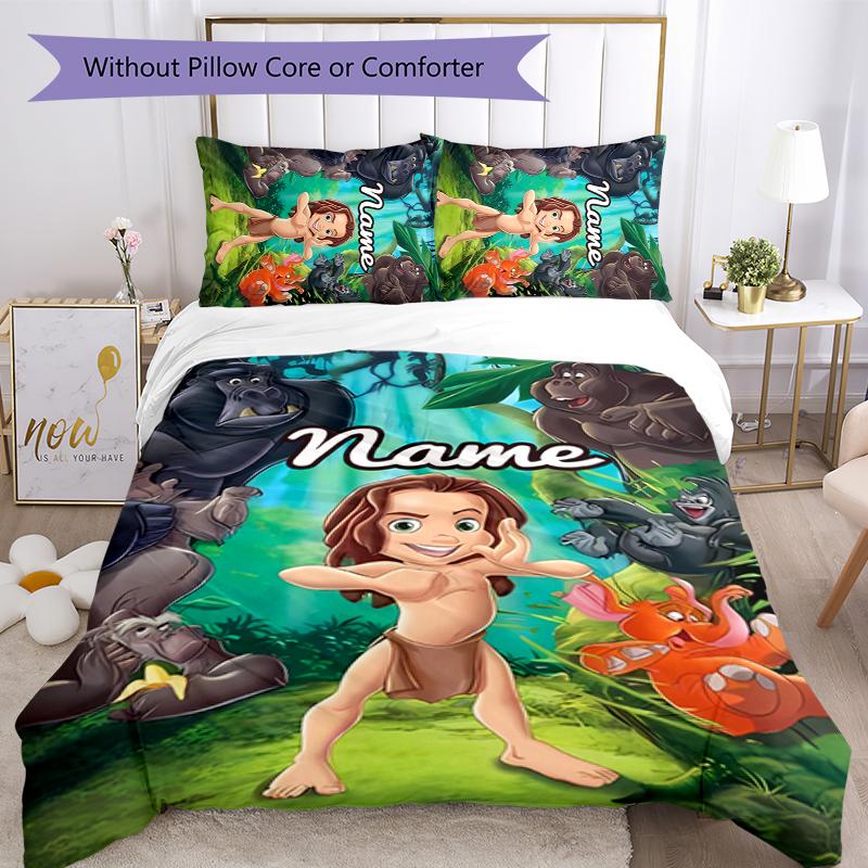 3pcs Custom Name The Jungle Book Bedding Set Duvet Cover Closure Includes 1 Duvet Cover & 2 Pillowcases for All Seasons Bedroom Decor