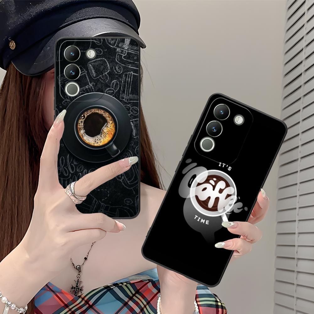 Матовый TPU чехол для мобильного телефона с рисунком кофейных зерен для VIVO Y77 76 75 74 73 72 58 56 55 51 50 38 36 Y19 Y18 Y03 Y01 5G Цветная крышка