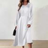 Women's Autumn And Winter Casual Fashion Round Neck Long Sleeve Solid Color Long Dress
