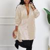 Women's Spring Summer Long Sleeve Shirt Shiny Solid Color Loose Shirt Office Shirt
