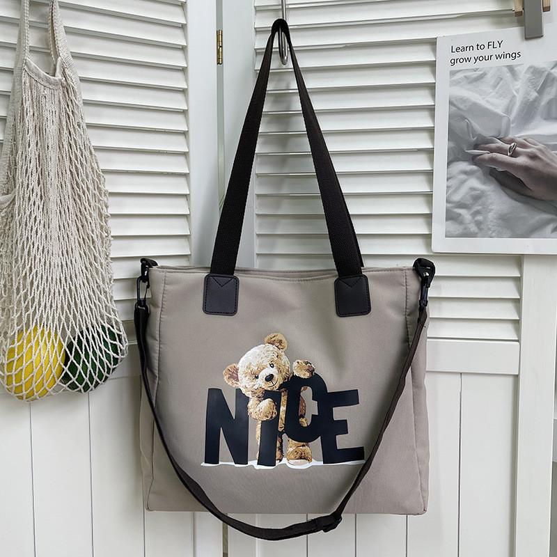 Oxford Canvas Tote Bag For Women With Letter Print Soft Shoulder Daily Use
