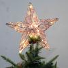 Gold Glitter Christmas Tree Topper Pentagram With LED Lights Sparkle Xmas Treetop Ornament For Home Xmas Festival Decor