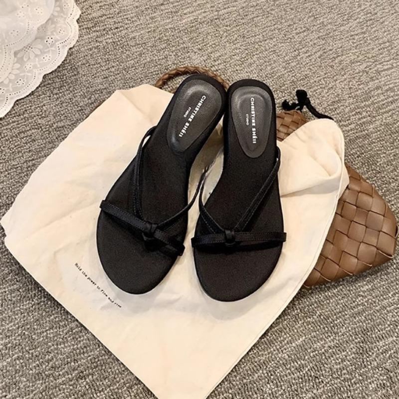 Туфли на танкетке Тонкие ремешки Толстая подошва Шлепанцы Женские шлепанцы