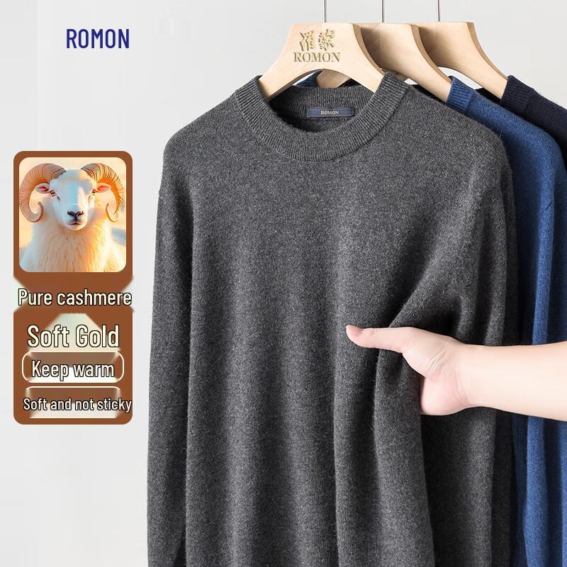 Romons Men's Pure Cashmere Round Neck Sweater