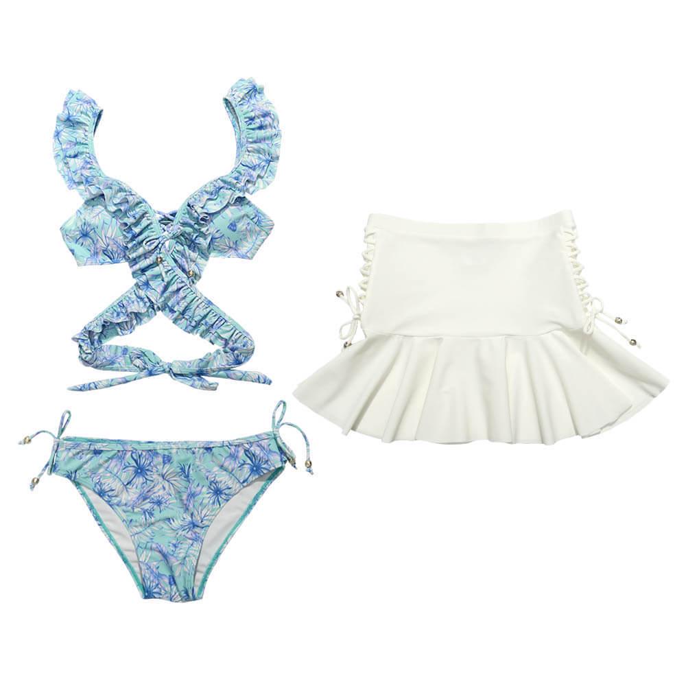 Экспортный японский милый раздельный купальник-тройка