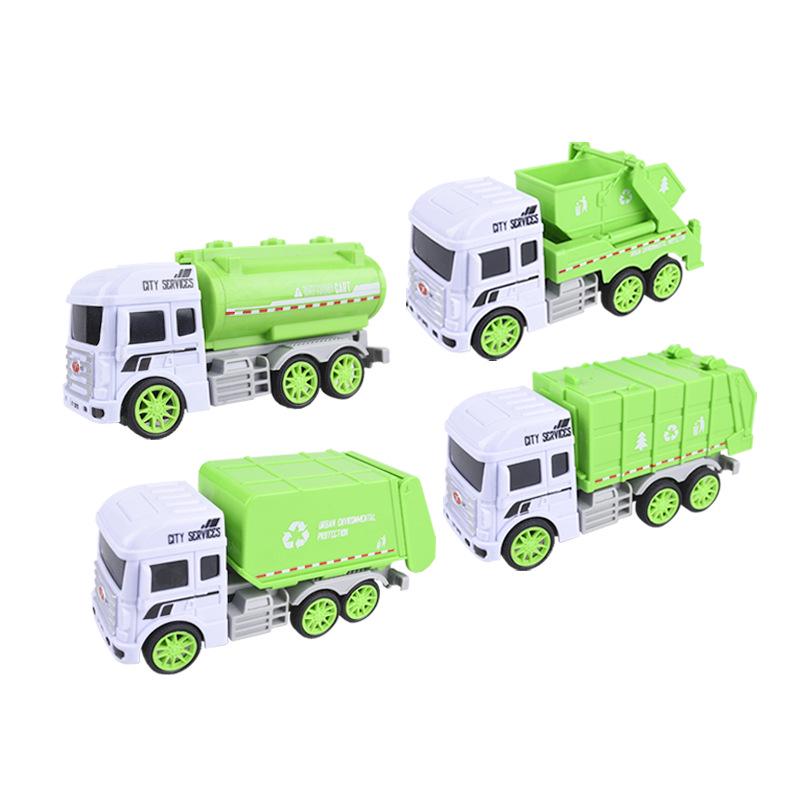 Children's Boys Garbage Truck Toy Set: Inertia Car & Fire Truck