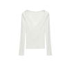 Spring New Women's Clothing Pure Desire Style V Neck Long Sleeves Multi-Color Selection Lace Decorative Cotton Rib T-shirt 5644314