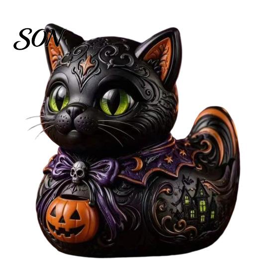 Dark Fantasy Style Gift for Her Midnight Witches Cat Duck Figurine, Resin Whimsical Decor Accessories Statue, Gothic Cat-Duck Ornament, Spooky