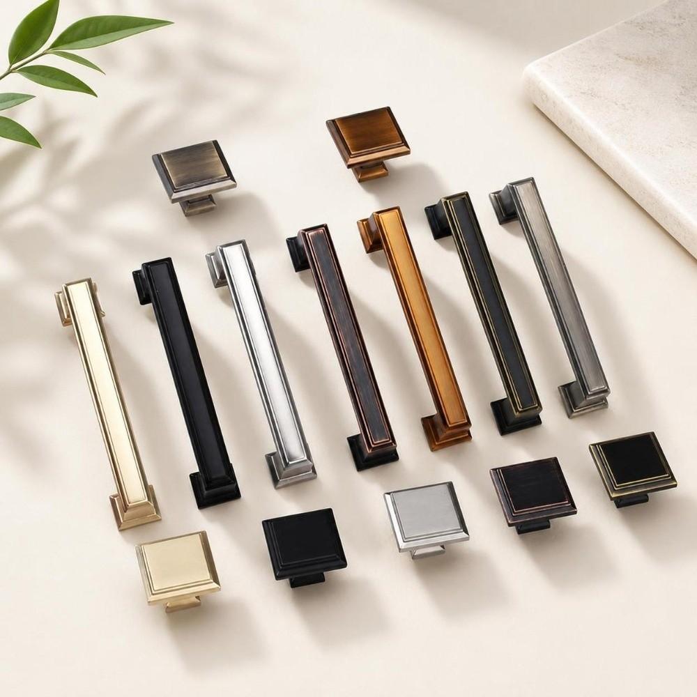 Thick Solid Cabinet Handles Square Door Knobs Minimalist Drawer Pulls Kitchen Cabinets