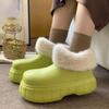 Women's High-Top Waterproof Cotton Slipper Boots - Winter Indoor Warmth & EVA Sole.