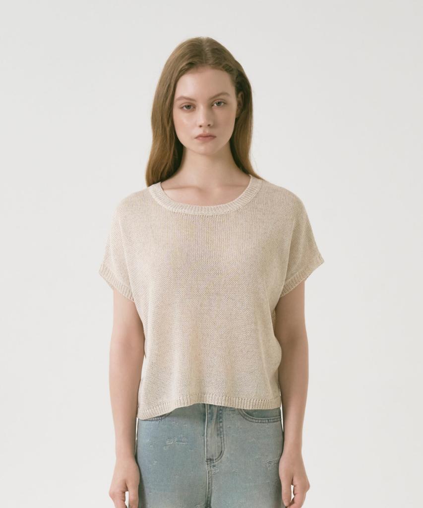 OCCUR Linen Cooling French Summer Knit, Oatmeal