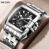 Men Watches Luxury Business Square Watch Stainless Steel Quartz Wristwatch Waterproof Date Male Clock