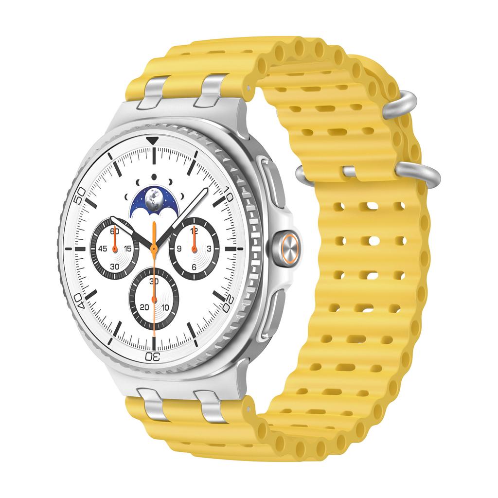 Ремешок Ocean для Samsung Galaxy Watch 8 40 мм 44 мм Спортивный силиконовый браслет для Galaxy Watch 8 Classic 46 мм Металлический коннектор