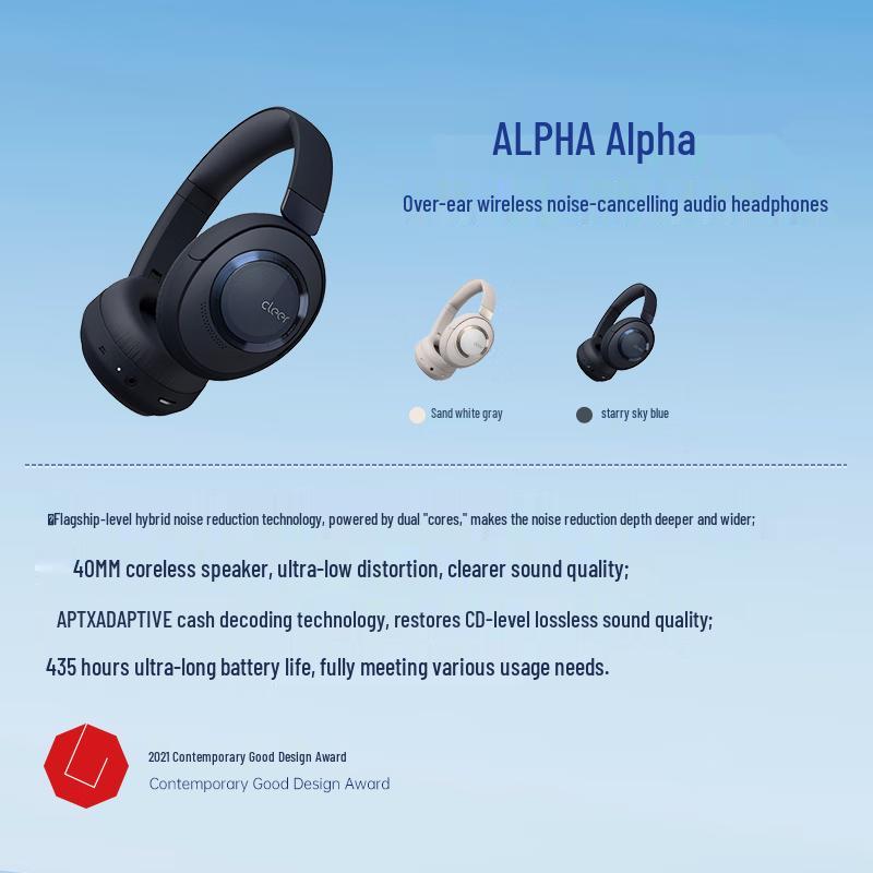 Cleer ALPHA Active Noise Cancelling Over-Ear Bluetooth Headphones