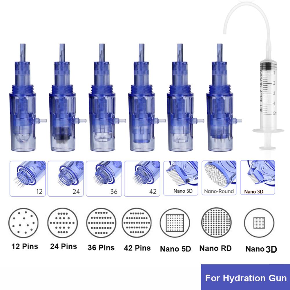 10Pcs Replaceable Disposable Hydra Meso Pen Cartridges Needle Derma Pen Replace Needles For Hydra Gun Mesotherapy Liquid Injecto Tools Derma Stamp Pen