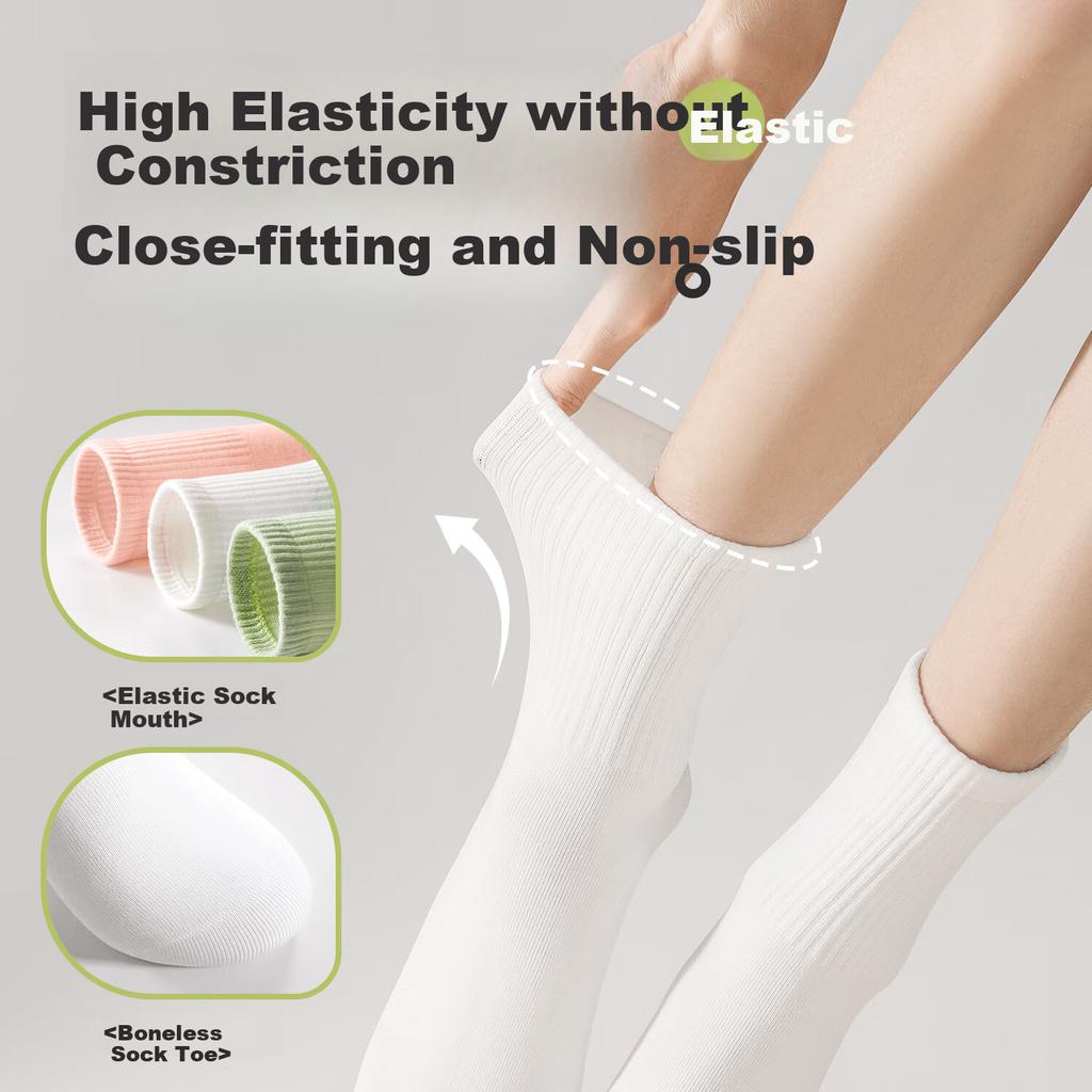 BADIGAO Disposable Socks for Men And Women, Travel Essentials, Odor-Resistant, Compression Mid-Calf Socks, White, 5 Pairs Per Pack