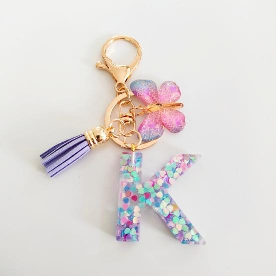 Butterfly Initial Letter Keychain Pendant Exquisite Practicality Backpack School Bag Decoration Purple Alphabet Keychain for Girls Women