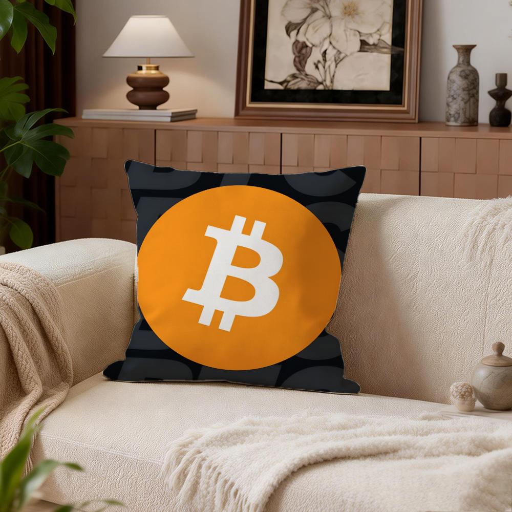 Finance Bitcoin Cushion Cover Cushion Cover Set 4Pcs 50X50 45X45 40X40 Pillowcase Decorative Sofa Home Decor