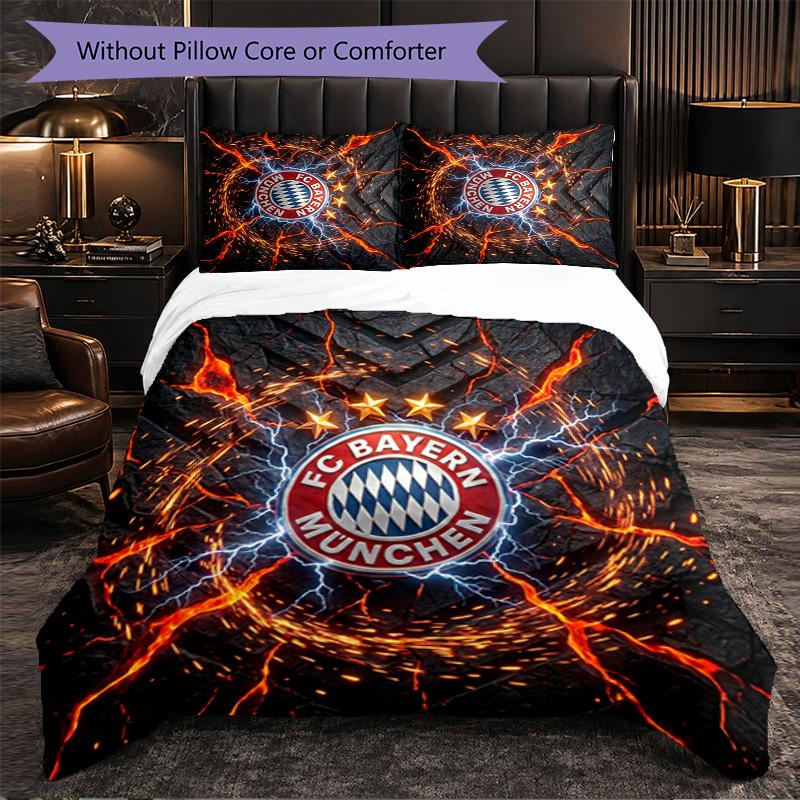 Bayern Munich Pattern 3 Pieces Bedding Set Soft Microfiber Duvet Cover with Pillow Cases for Bedroom
