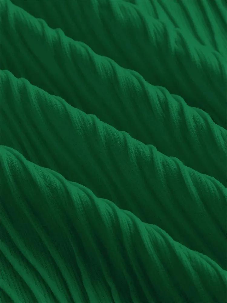 Long Sleeve Crop Top Phumee Textured Mock Neck Solid Color A1144