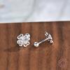 Серьги-гвоздики из стерлингового серебра 925 пробы с четырьмя листьями и цветком, модные корейские серьги для женщин и девочек, романтические ювелирные изделия, подарки