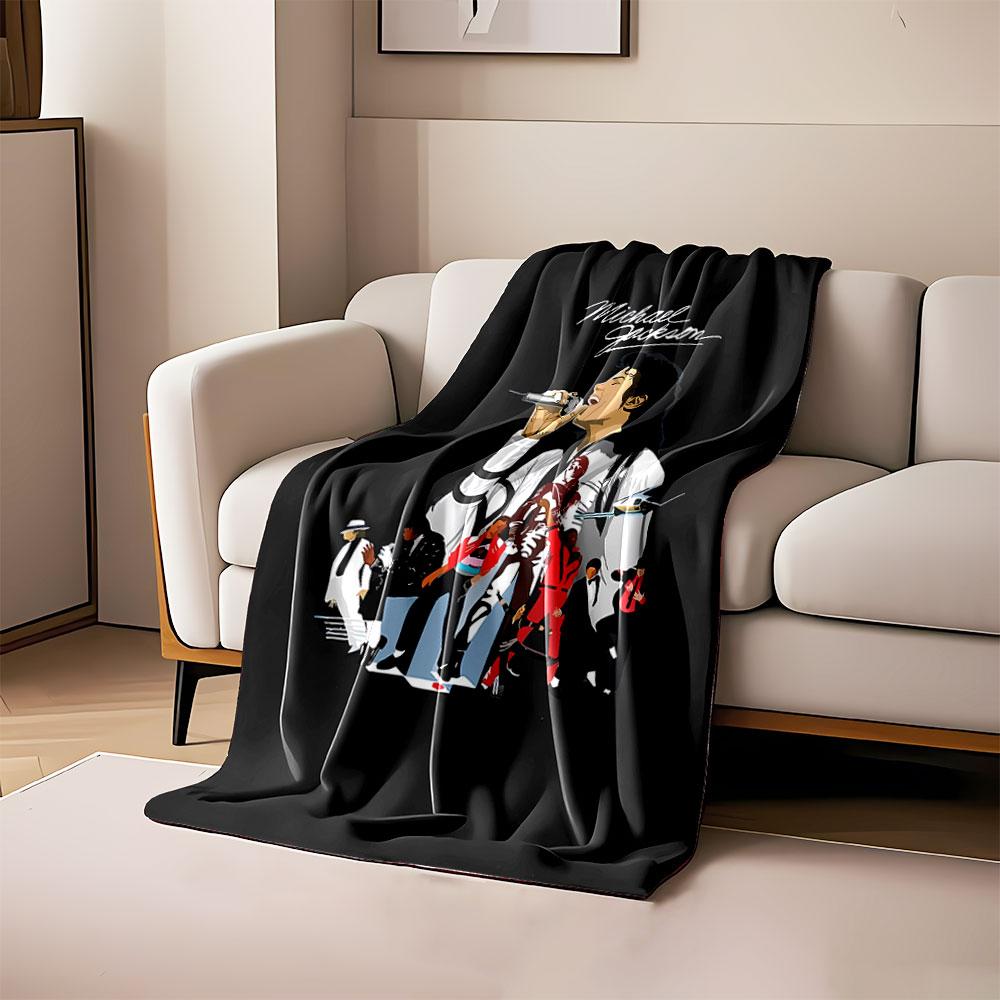Collage of a singer and dancers with vibrant poses on a dark background. for all seasons blanket lunch break throw gift