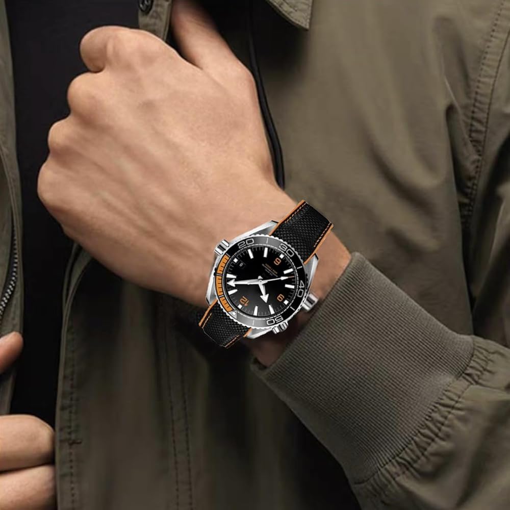 [Nywing] Ремешок для часов 20 мм 22 мм Ремень Omega Seamaster Ремешок Omega Силикон+Холст Резиновый ремешок Водо...