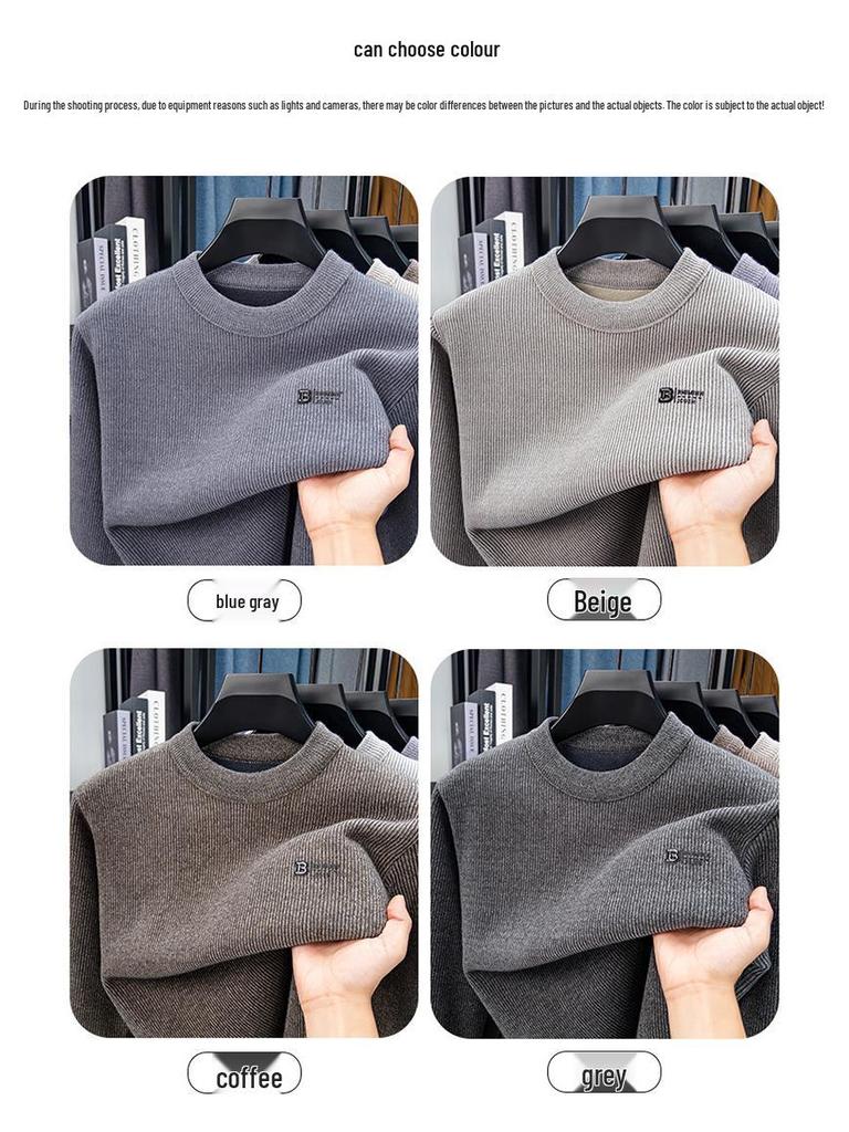 Men’s Winter Mink Velvet Thick Knit Sweater - Round Neck Luxury Casual Pullover